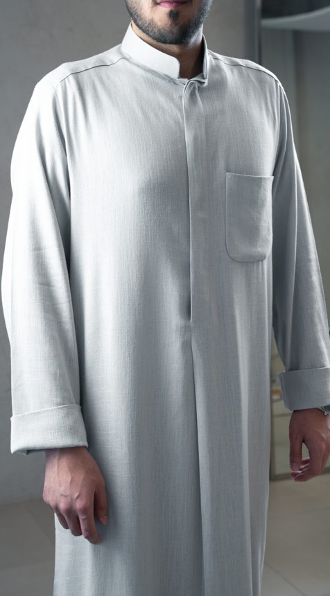 Men's Linen Dishdasha -grey