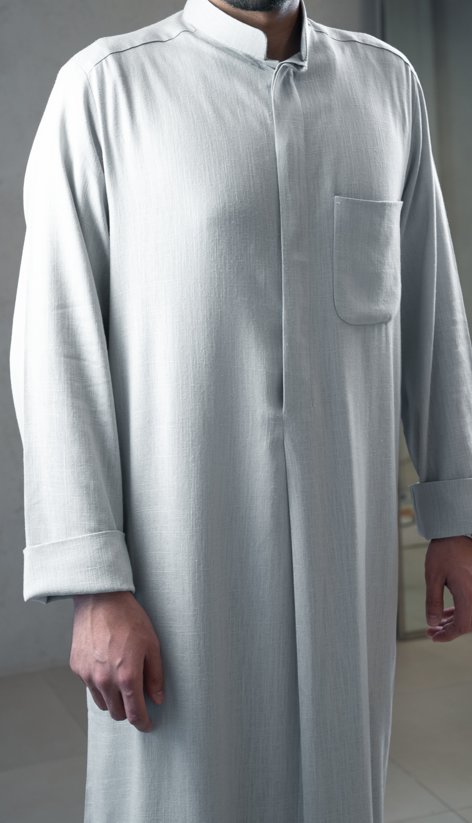 Men's Linen Dishdasha -Grey