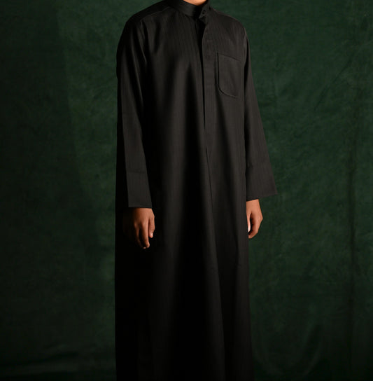 AlSafat Children's Winter Dishdasha - Black
