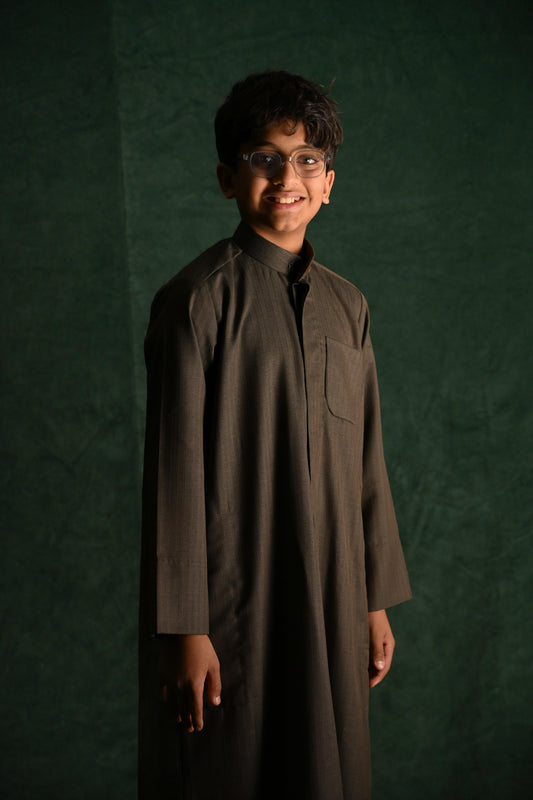 AlSafat Youth's Winter Dishdasha - Brown 