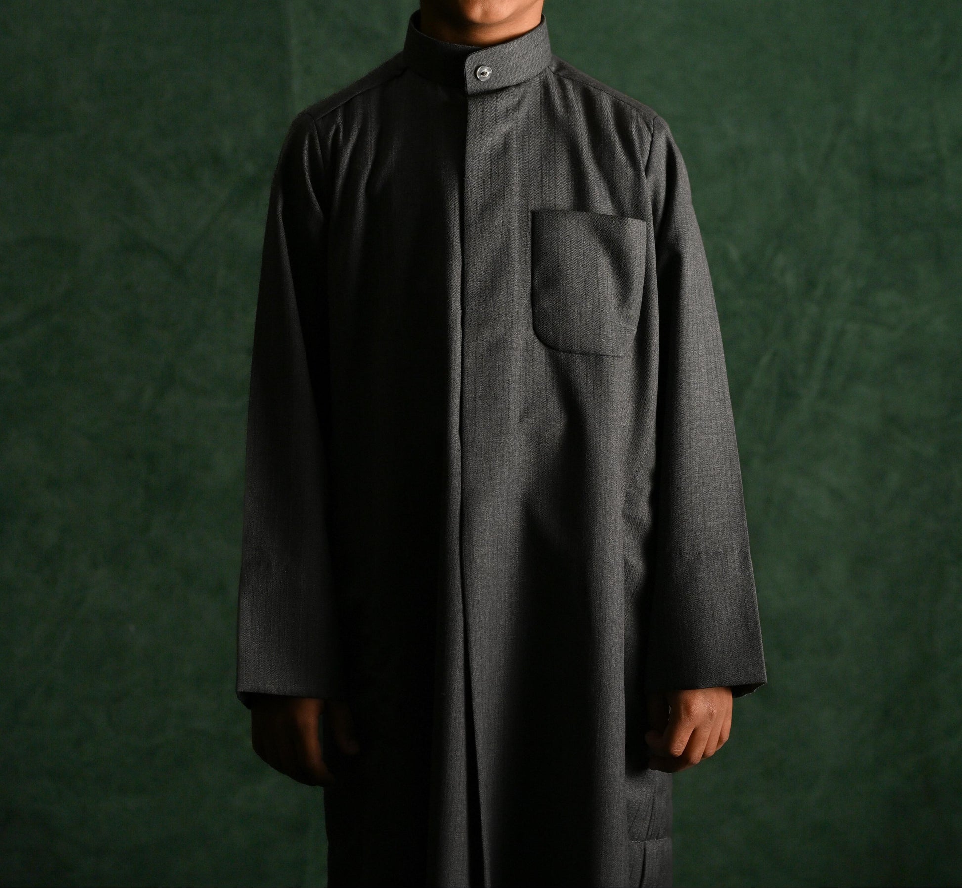 AlSafat Youth's Winter Dishdasha - Dark Grey - Regular