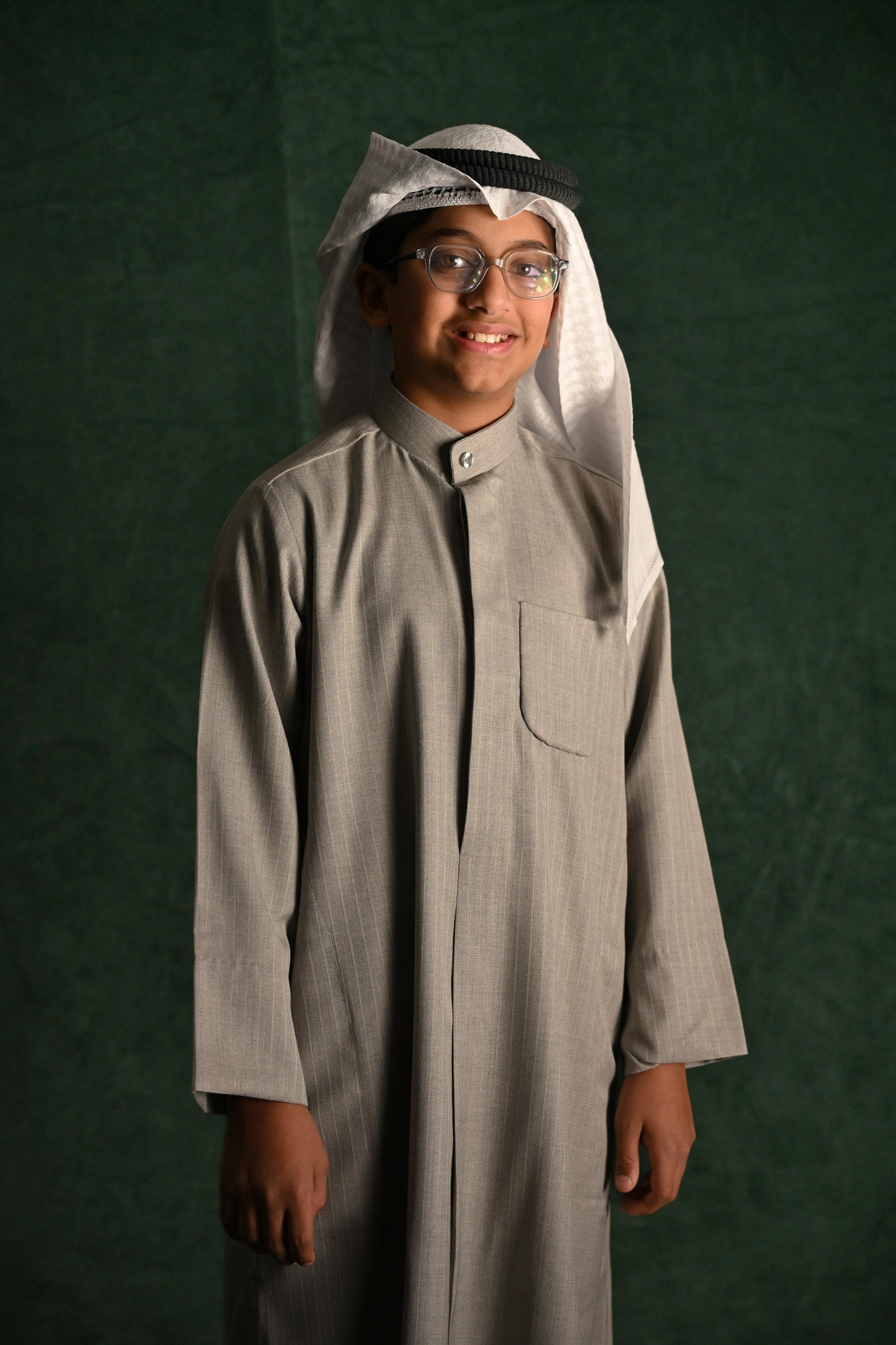 AlSafat Youth's Winter Dishdasha - Light Grey - Regular
