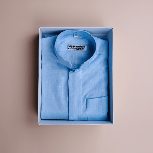 Men's Linen Dishdasha -Blue