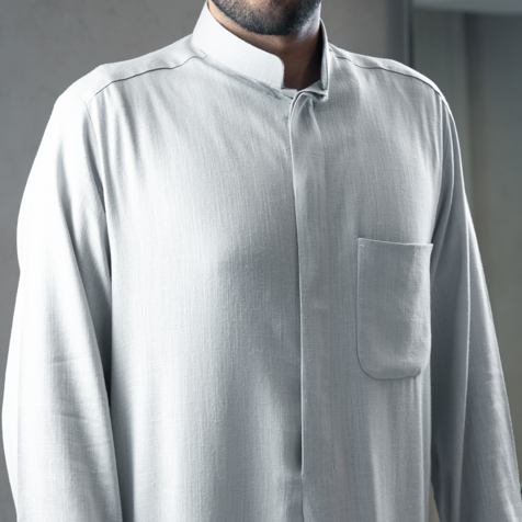 Men's Linen Dishdasha -grey