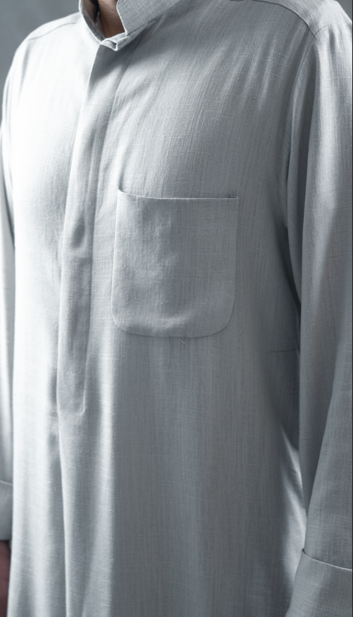Men's Linen Dishdasha -Grey