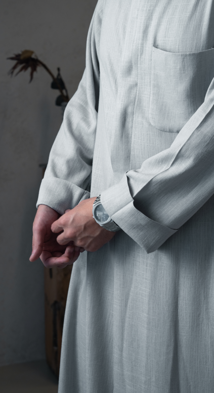 Men's Linen Dishdasha -Grey