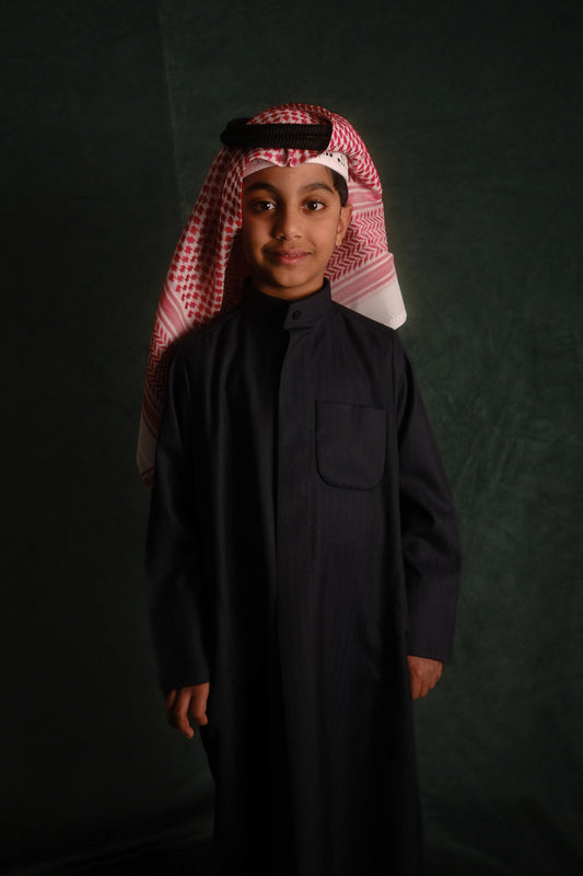 AlSafat Children's Winter Dishdasha - Navy Blue