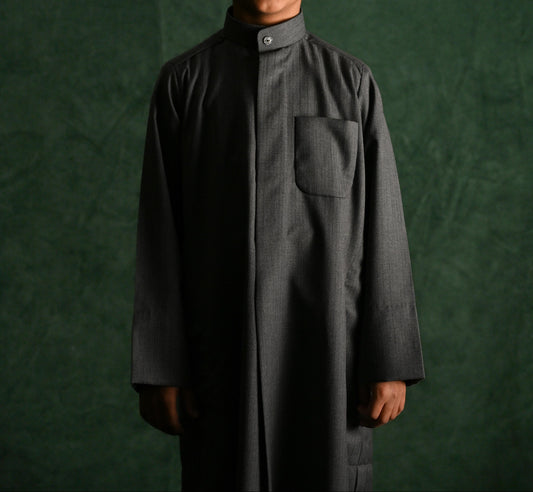 AlSafat Youth's Winter Dishdasha - Dark Grey - Regular