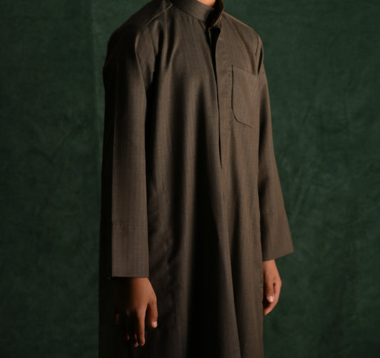 AlSafat Children's Winter Dishdasha - Brown