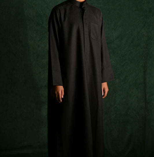 AlSafat Children's Winter Dishdasha - Black