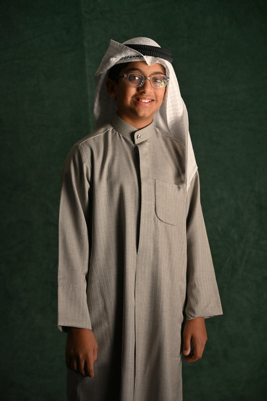AlSafat Youth's Winter Dishdasha - Light Grey - Regular